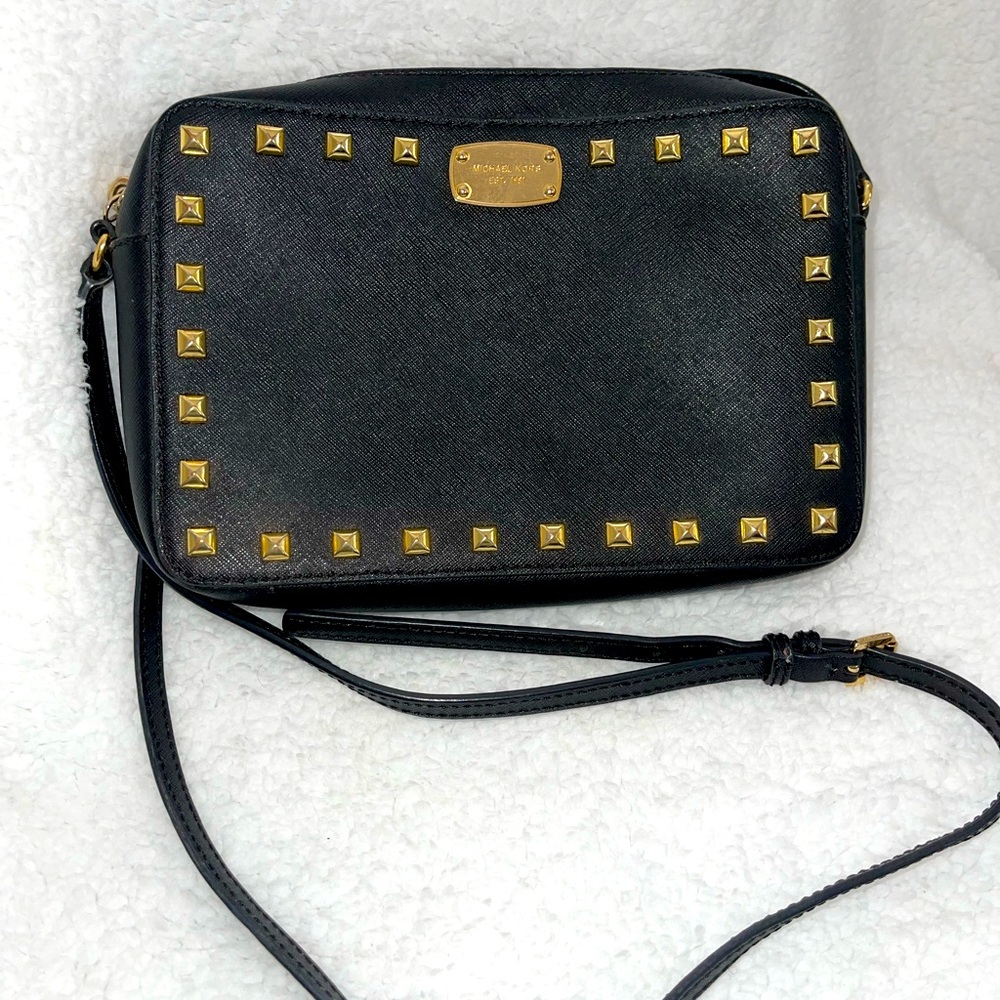 Michael Kors black studded crossbody bag
